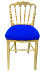 Sedia stile Napoléon III tessuto blu e legno dorato