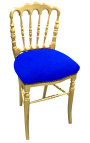 Chaise de style Napoléon III tissu bleu et bois doré