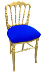 Sedia stile Napoléon III tessuto blu e legno dorato