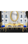 Látka židle ve stylu Napoleon III modrá a zlacené dřevo