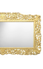 Consola enorme com espelho estilo barroco em madeira dourada e mármore branco