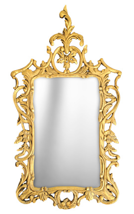 Grande espelho barroco rococó em madeira dourada