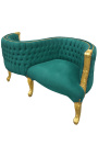 Baroque conversation seat green velvet fabric and gilded wood