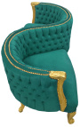 Fauteuil confident baroque tissu velours vert et bois doré