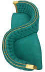 Fauteuil confident baroque tissu velours vert et bois doré