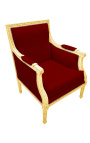 Голяма Bergère креслата на Луи XVI стил бургундски велвет и дървен