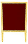 Wielki Bergère krzesło Louis XVI w stylu burgundy i drewna