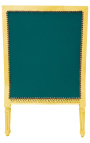 Grande bergère de style Louis XVI velours vert et bois doré