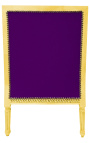 Grande bergère de style Louis XVI velours mauve et bois doré