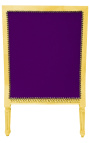 Silla grande Bergère Luís XVI terciopelo púrpura y madera dorada
