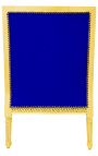 Velké Bergère sedadlo Louis XVI stylu modrý samet a zlaté dřevo