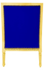 Grote Bergère armstoel Louis XVI stijl blauw velvet en gilded hout