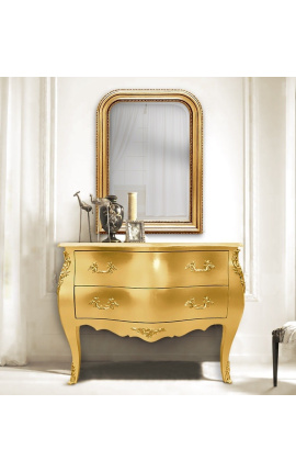Μπαρόκ συρταριέρα (commode) από χρυσό στυλ Louis XV με 2 συρτάρια