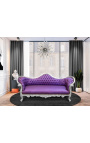 Baroque sofa Napoleon III fabric purple leatherette and silver wood