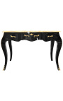 Baroque black writing desk Louis XV style, black writing pad