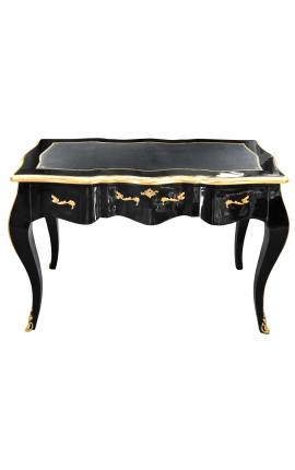 Бароково черно бюро в стил Луи XV, черна подложка за писане