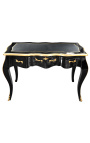 Bureau baroque de style Louis XV noir, sous-main noir