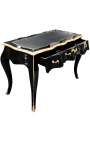 Baroque black writing desk Louis XV style, black writing pad