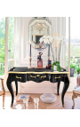 Bureau baroque de style Louis XV noir, sous-main noir