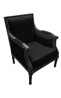 Mare Bergère scaunul Louis XVI în stil negru și lemn negru