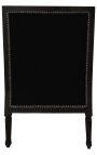 Silla grande Bergère Louis XVI estilo terciopelo negro y madera negra