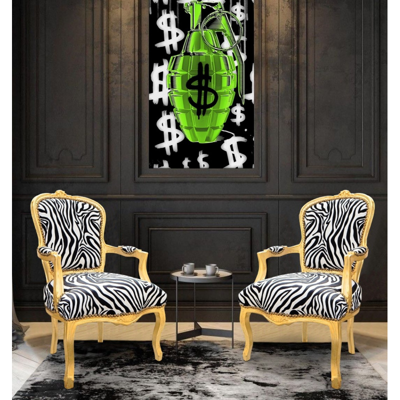 Louis XV black armchair and gilded wood - Louis XV armchairs