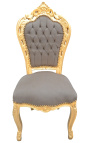 Silla estilo barroco rococo taupe y madera de oro