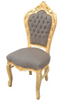 Cadeira estilo barroco rococó veludo taupe e madeira dourada