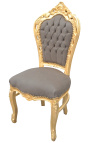 Silla estilo barroco rococo taupe y madera de oro