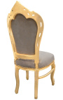 Silla estilo barroco rococo taupe y madera de oro