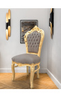 Silla estilo barroco rococo taupe y madera de oro