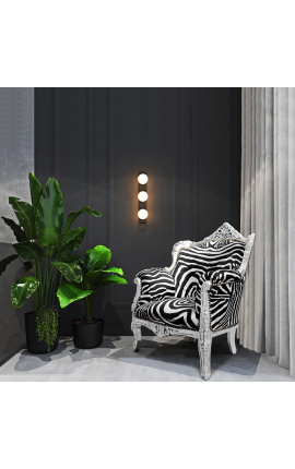 Sessel &quot;fürst&quot; Barock-Stil Zebra und Silber Holz