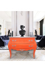 Comoda baroc (comoda) stil Ludovic XV portocaliu si blat alb cu 2 sertare