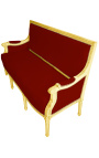 Louis XVI style sofa with burgundy velvet and gold wood