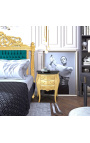 Nočna omarica (ob postelji) baročni zlati les s črnim marmorjem