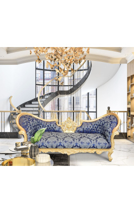 Μπαρόκ καναπές μενταγιόν Napoleon III μπλε ύφασμα &quot;Gobelins&quot; και φύλλο χρυσού