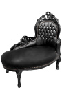 Barokowa szosa Longue Black Leatherette z cyrkonami i czarnym drewnem - 17