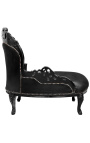 Barokowa szosa Longue Black Leatherette z cyrkonami i czarnym drewnem - 19