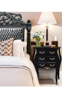 Nočna omarica (posteljna) baročna lesena črna in zlata bronasta