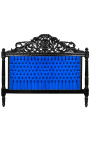 Baroque bed blue velvet fabric and black wood