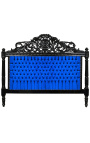 Łóżko w stylu barokowym niebieski aksamit z tkaniny i czarne drewno