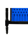 Cama barroca em tecido veludo azul e madeira lacada a preto