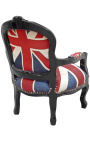 Fauteuil baroque enfant "Union Jack" et bois laqué noir