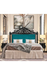 Tête de lit Baroque en velours vert et bois laqué noir