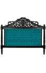 Baroque bed headboard green velvet and black lacquered wood.