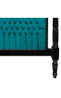 Baroque bed headboard green velvet and black lacquered wood.