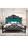 Baroková posteľ zelená zamatová látka a čierne drevo