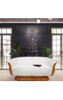 Sofa "Tulipės" 3 sėdynės art deco stiliaus elmų ir baltos odos