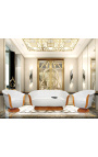Sofas "Tulipāni" 3 sēdvietas art deco stilā, olms un balts ādas segums