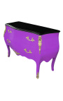 Baroque chest of drawers (commode) of style Louis XV purple and black top with 2 drawers
